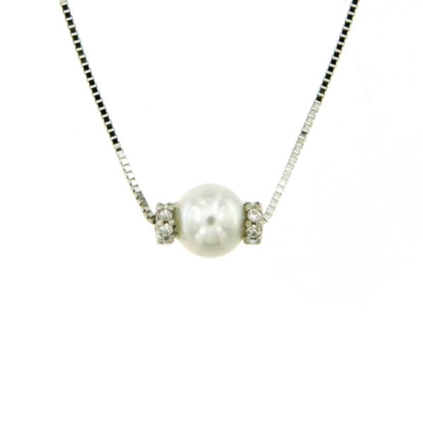 CARA DIAMANTI Gold Necklace with Zirconia and Pearl P3163W