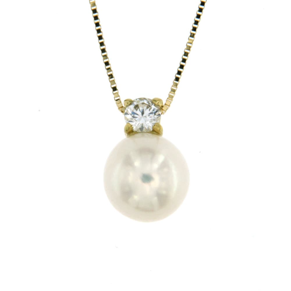 CARA DIAMANTI Gold Necklace with Zirconia and Pearl P1943.7
