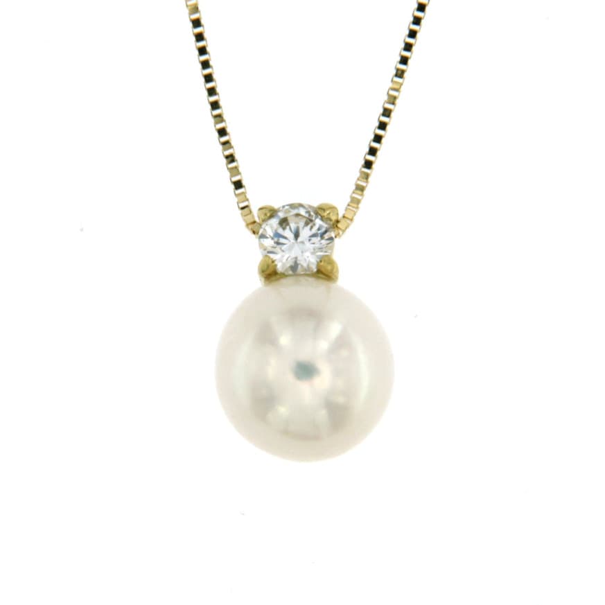 CARA DIAMANTI Gold Necklace with Zirconia and Pearl P1943.7
