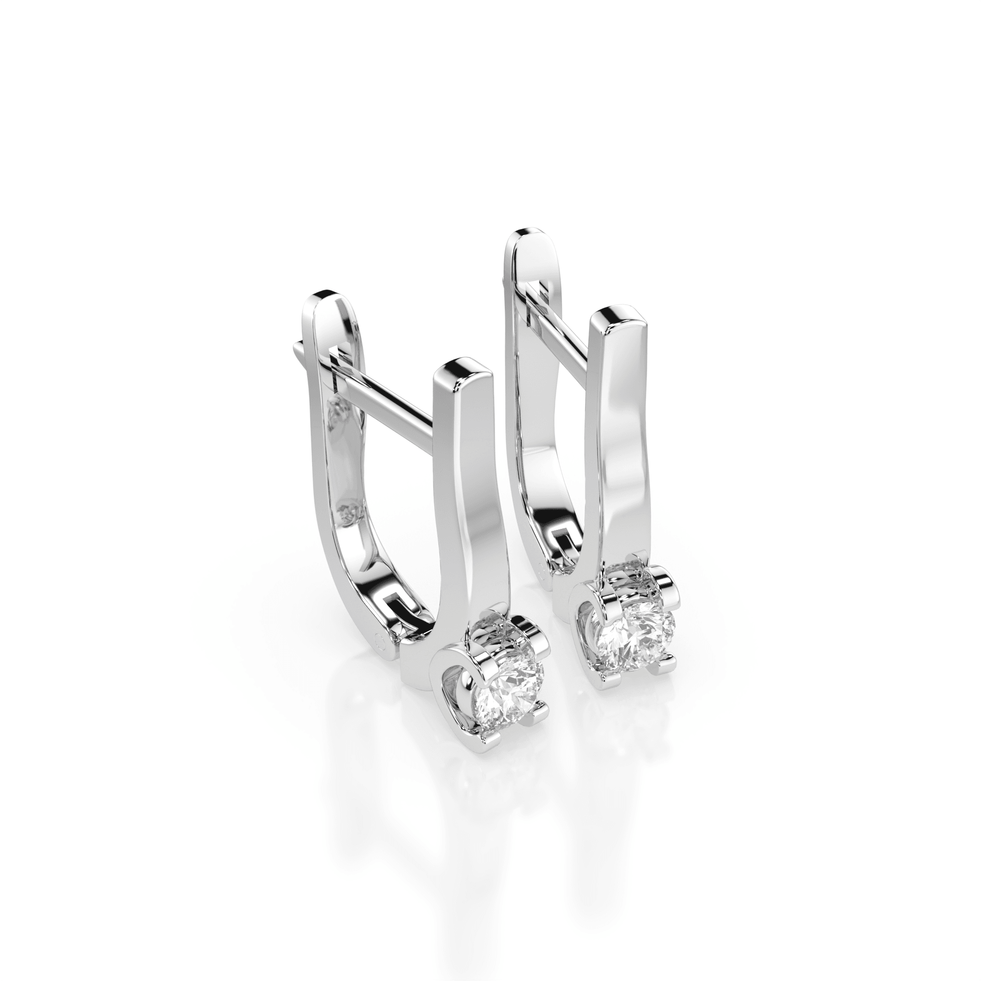 Solitaire English Lock Diamond Earrings 102-10022(3.0) 2