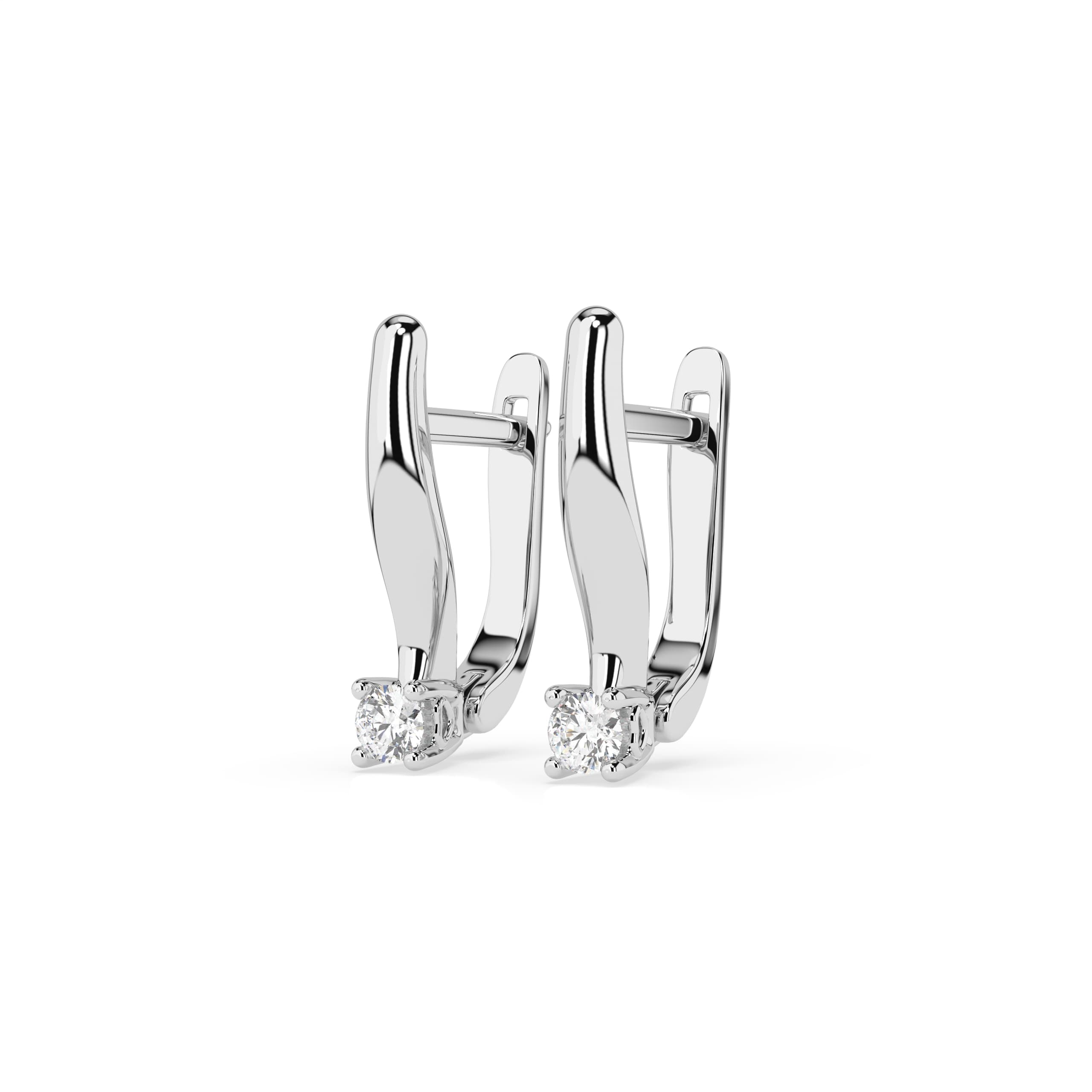 Solitaire English Lock Diamond Earrings 102-10035(2.5) 3