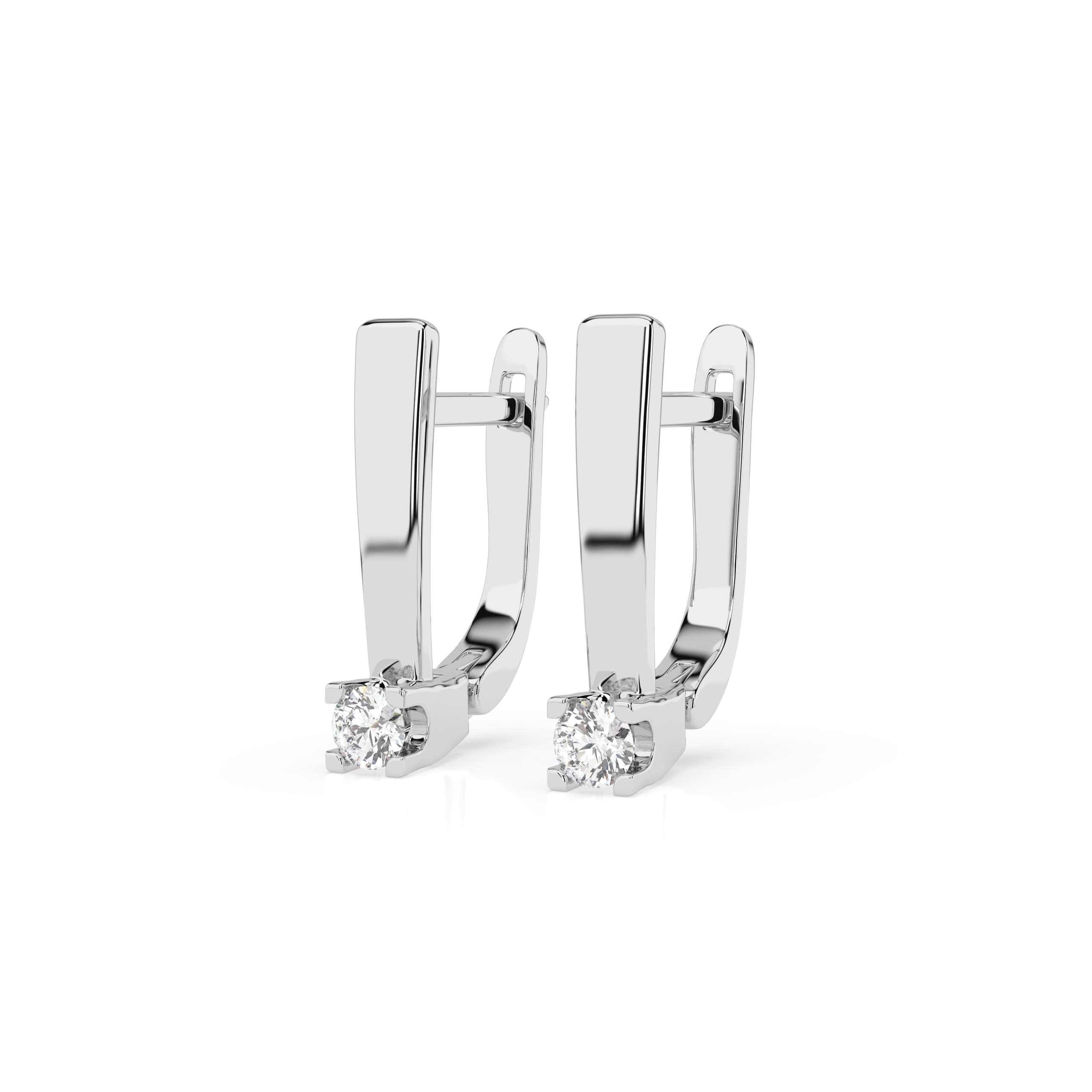 Solitaire English Lock Diamond Earrings 102-10036(2.7) 3